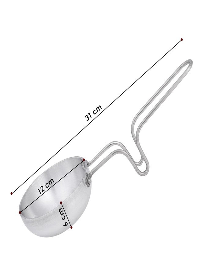 DESCTIDY Aluminium Small Tadka Pan with Stainless Steel Handle (Size- 12 cm Dia) -Silver Pack of 1 - Image 4