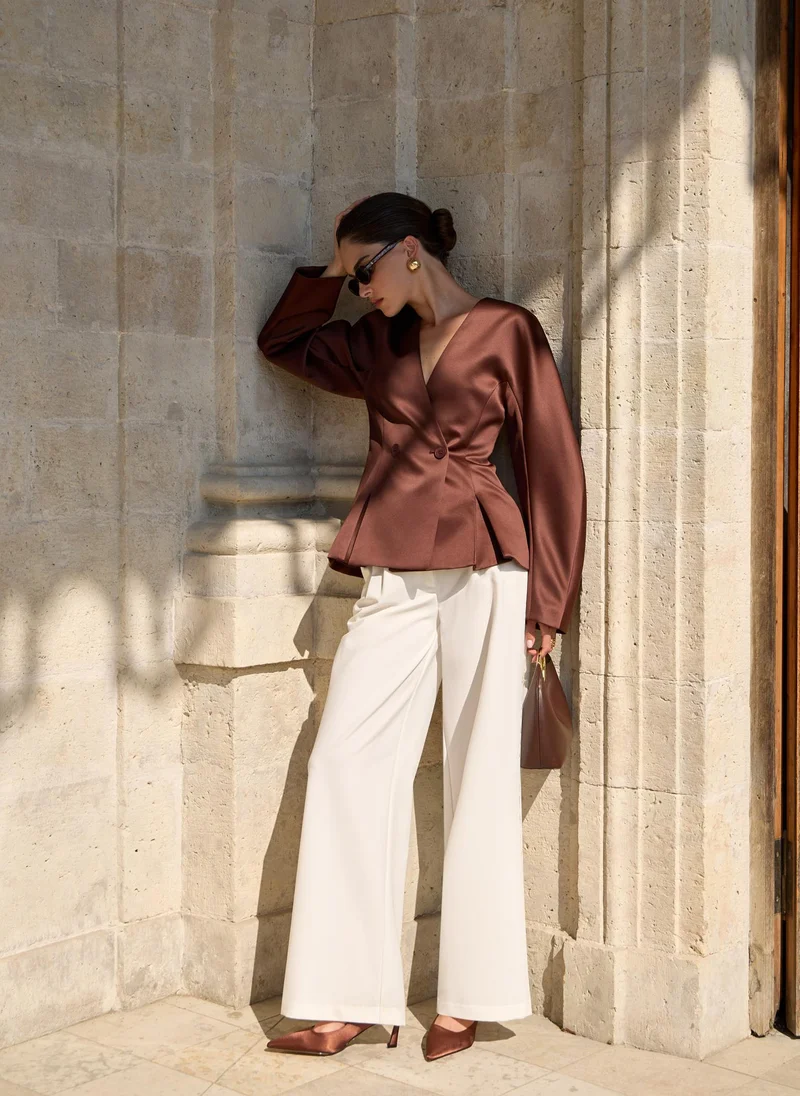 Lichi  Jacket with voluminous sleeves and waist pleats for Women | Best Price UAE