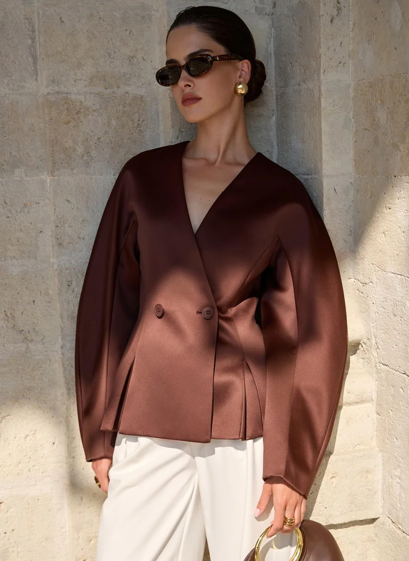Lichi  Jacket with voluminous sleeves and waist pleats for Women | Best Price UAE