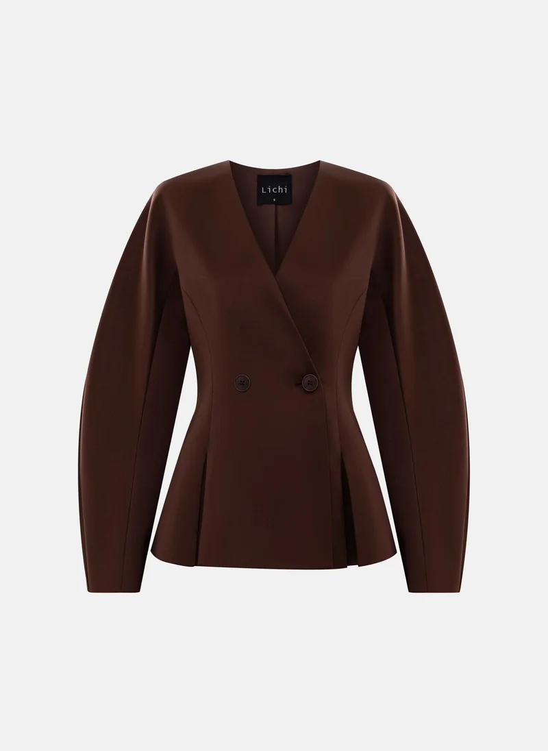Lichi  Jacket with voluminous sleeves and waist pleats for Women | Best Price UAE