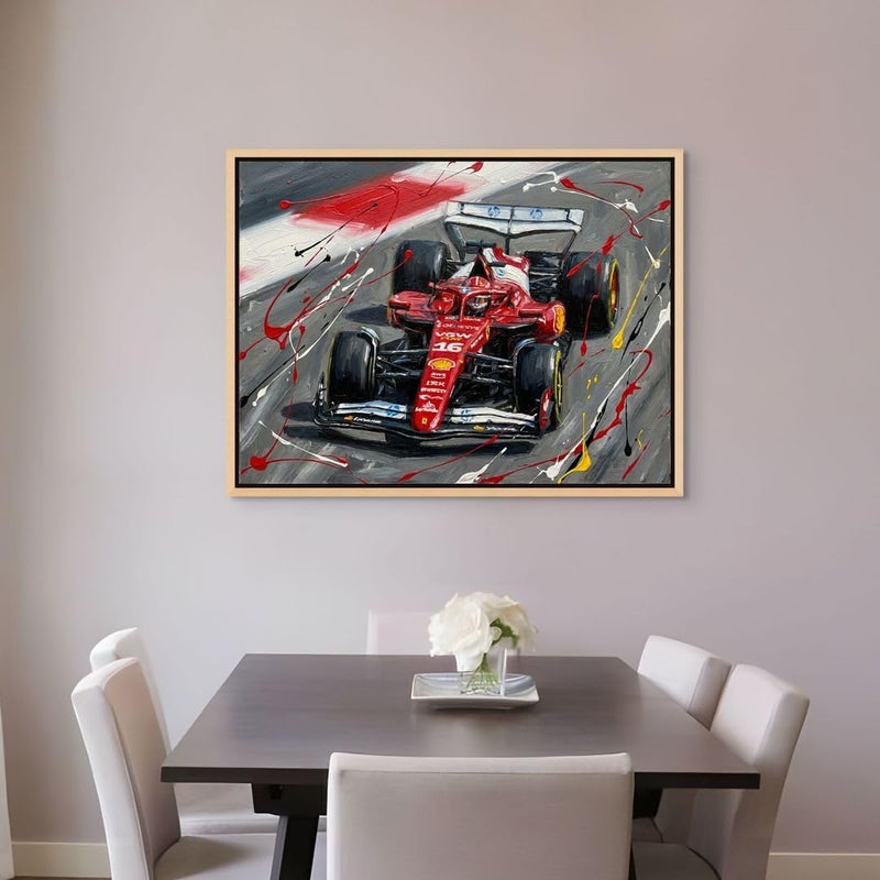 Art Decor Framed Canvas Landscape Print of Charles Leclerc Ferrari F1 Race Car Motorsport Wall Art for Home Living Room Bedroom Office - Image 2
