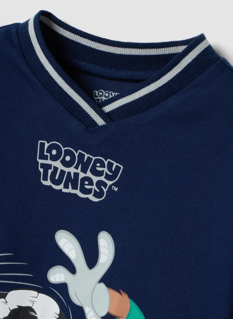 Ovs  OVS Blue Long-Sleeve Pure Cotton Looney Tunes Print T-Shirt For Boys for Men | Best Price UAE