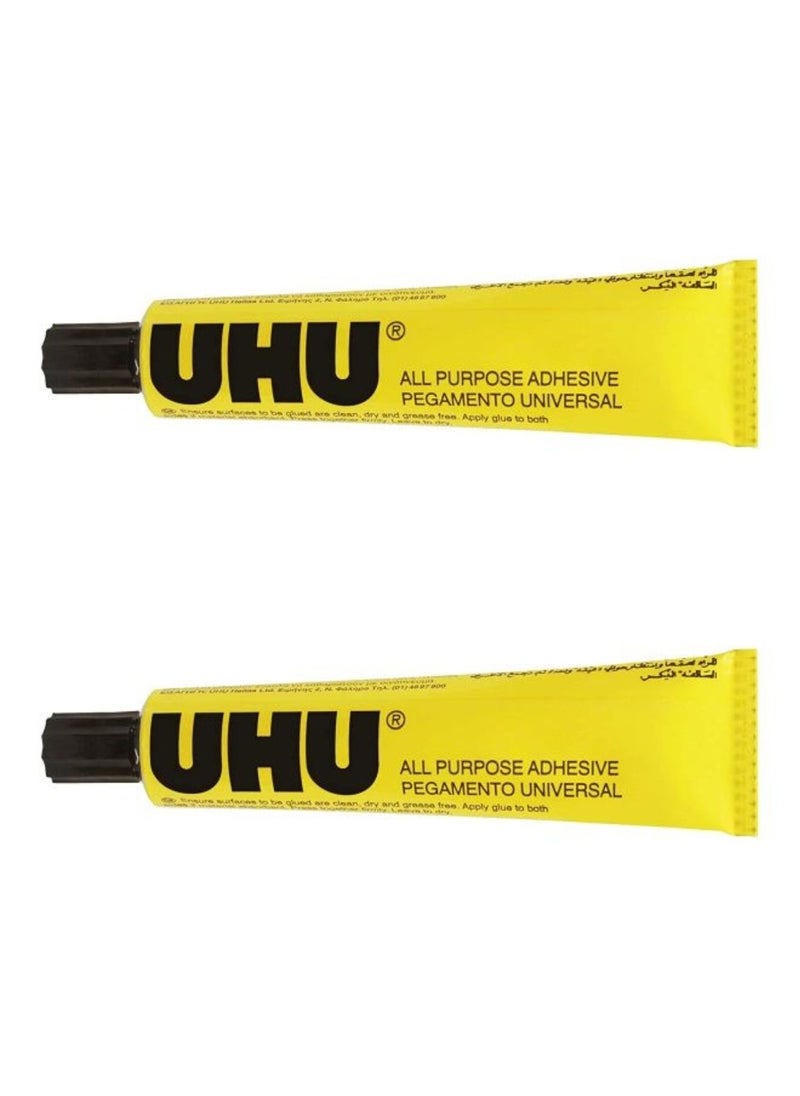 UHU 2-Pieces All Purpose Adhesive, 20 ml Yellow/Black  - Image 1