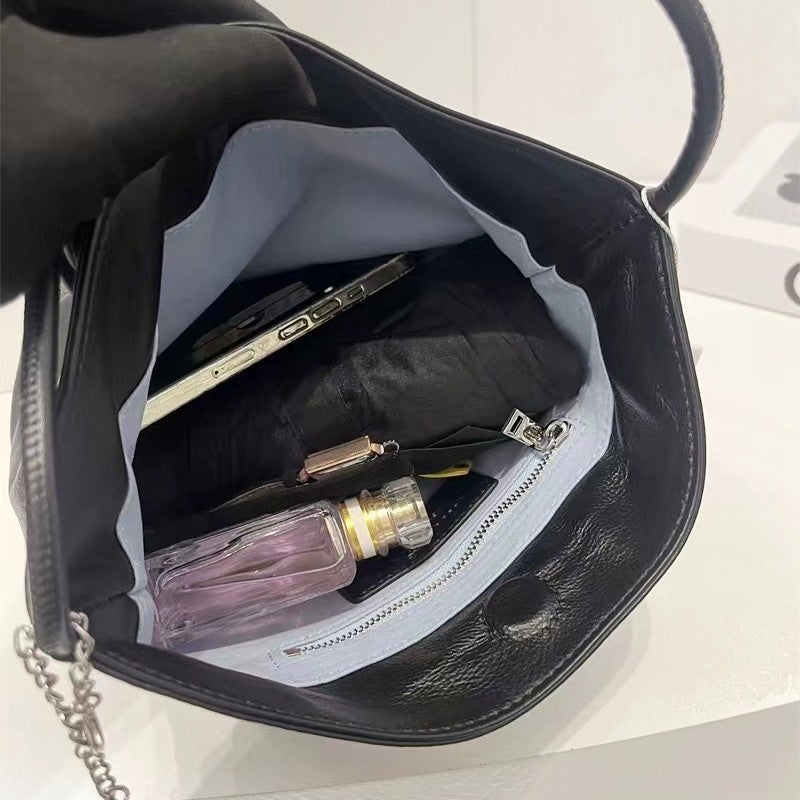 2025 High-End Genuine Leather New Women'S Large-Capacity Bucket Bag Niche Guangzhou Women'S Shoulder Bag Fashion - Image 4