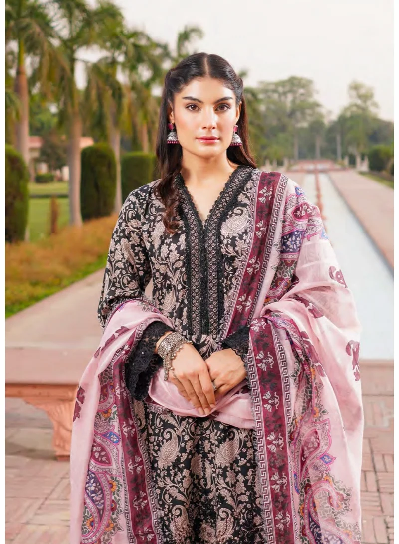 zaha dxb Black Embroidered Salwar Kameez Set | Cotton Ethnic Wear for Women's
