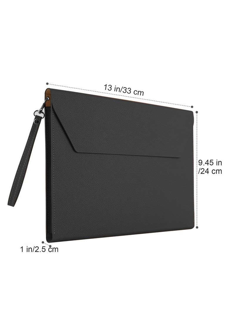 SYOSI PU Leather A4 File Folder, Document Portfolio Holder Waterproof Portfolio Envelope Folder for A4 Letter Size Magnetic Closure Leather Envelope - Image 2