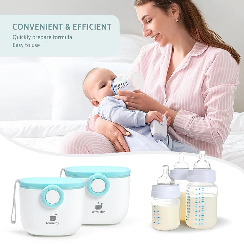 Termichy Baby Formula Dispenser, Portable Milk Powder Dispenser Container with Carry Handle and Scoop for Travel Outdoor Activities with Baby Infant, 8.8OZ, 0.55LB, 250g, 500ml (Baby Blue) - Image 4