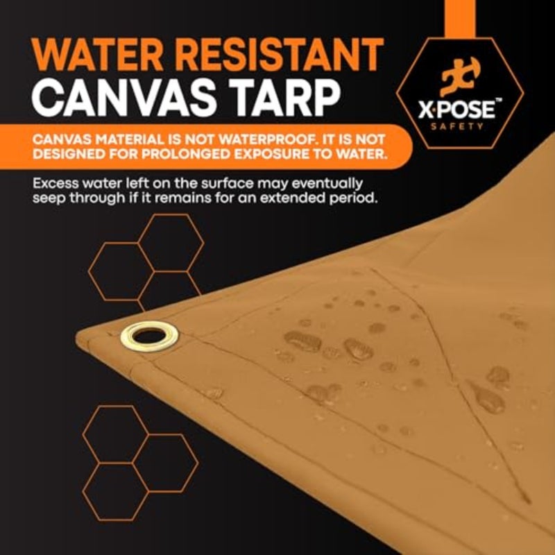 Canvas Tarp - 10oz Tan Canvas Tarps Heavy Duty Water Resistant with Brass Grommets- Multipurpose Outdoor Tarpaulin for Camping, Canopy, Trailer, Equipment Cover 5' x 7' - Image 5
