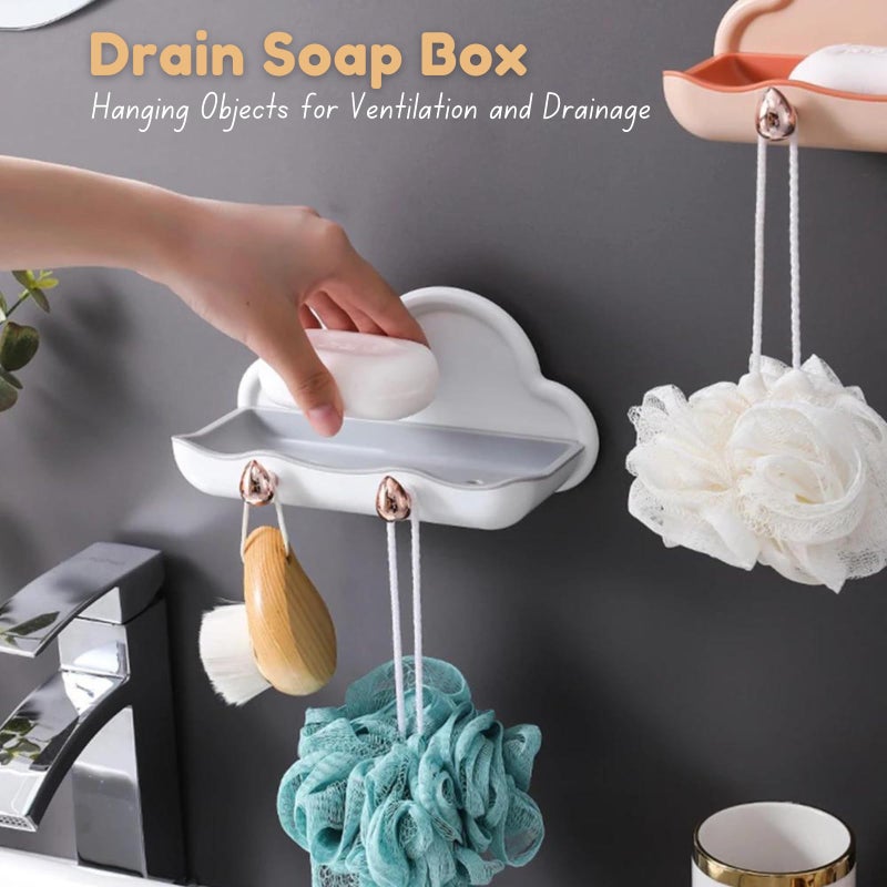 Cyrox Plastic Soap Holder for Bathroom, Non-Drill Wall Mount Magic Sticker Self Adhesive Soap Stand for Bathroom with Removable Drain Tray & Hook (1Pcs) - Image 3