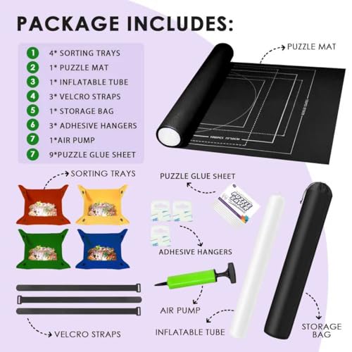 FELIZROCA 2000pcs Puzzle Mat Roll Up Jigsaw Puzzle Mat Roll Up RollUp Save Pad Trays for Sorting Table Board Glue Sheets and Frame Keeper Storage Accessories for Kids and Adults Black 2000pcs - Image 5