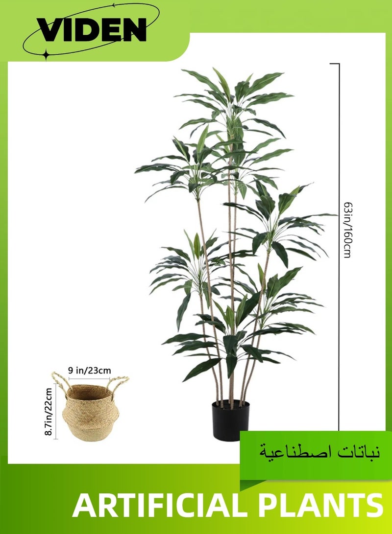 Viden 160 CM Artificial Tree Fake Flower Pot Artificial Tree Decoration Green Belt Realistic Goose Down Plastic Pot Home Decoration Office Indoor Outdoor Balcony Living Room  - Image 5