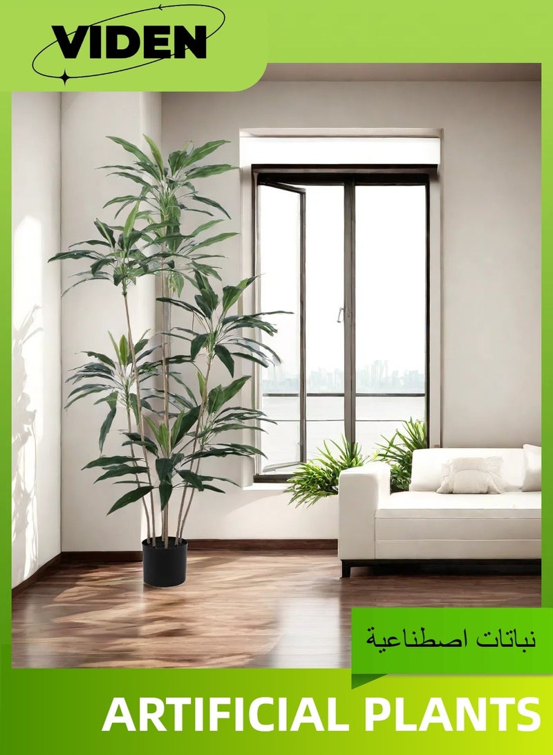Viden 160 CM Artificial Tree Fake Flower Pot Artificial Tree Decoration Green Belt Realistic Goose Down Plastic Pot Home Decoration Office Indoor Outdoor Balcony Living Room  - Image 2