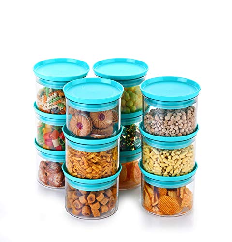 YouBee Air Tight Kitchen Storage Container for Rice Dal Atta BPAFree Flour Cereals Snacks Stackable Modular Round 500 Ml Set 12 Blue - Image 2