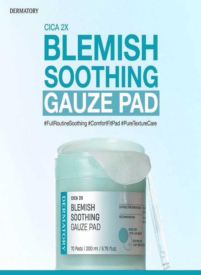 DERMATORY Cica 2X Blemish Soothing Gauze Pad, Calming & Cooling for Redness Relief, PDRN for Skin Tone and Dark Spot Care, Hydrating Toner Pads for Face, for Sensitive Skin, Korean Skin Care, 70 Sheet - Image 2