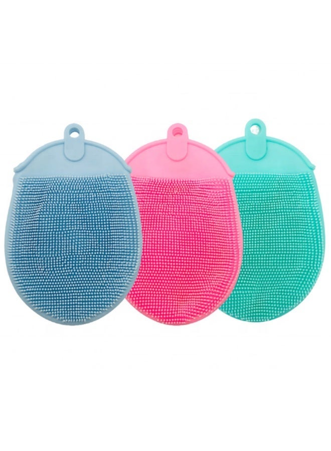 قبعة تجفيف الشعر النسائية ذات الشريط المطاطي العالي والطبقتين خفيفة الوزن وقابلة لإعادة الاستخدام ومقاومة للماء، امتصاص ممتاز للماء وفرشاة استحمام ناعمة من السيليكون وفرشاة تنظيف الجسم المحمولة باليد، تقشير لطيف وتدليك لجميع أنواع البشرة - Image 3