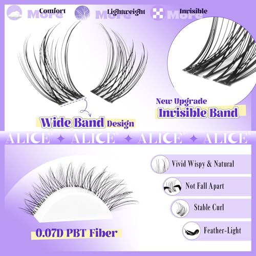 Alice Lash Clusters Natural Lash Extensions Invisible Band Waterproof 8-16mm Cluster Eyelash Extensions Wispy Eyelash Clusters Individual Lashes Cluster Lashes by ALICE - Image 5