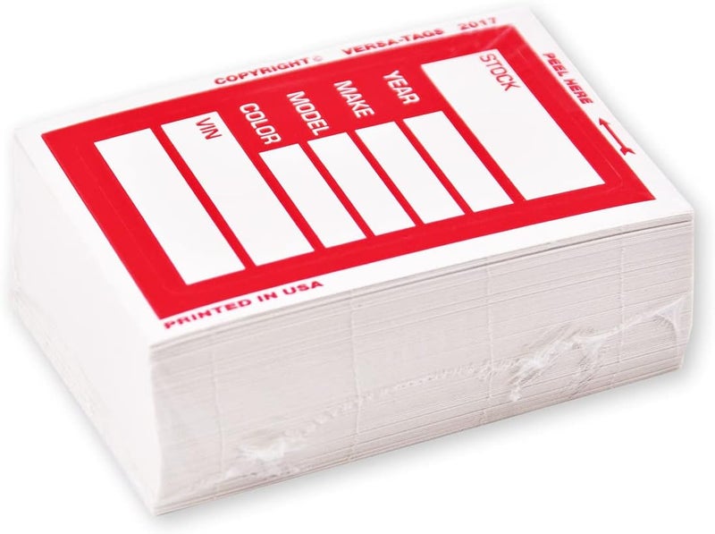 Versa-Tags Red Car Dealer Stock Stickers, 100 Pcs, Improved Design, 3'' x 4'', Made in USA - Image 3