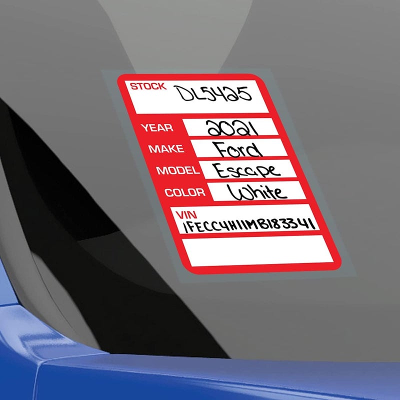 Versa-Tags Red Car Dealer Stock Stickers, 100 Pcs, Improved Design, 3'' x 4'', Made in USA - Image 4