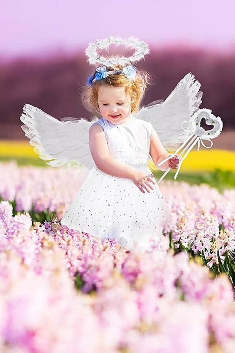 3-Pack Cosplay Costumes for Kids with Wings and Headband, Magic Wand, Props for Stage Cosplay Party Halloween (B) - Image 5