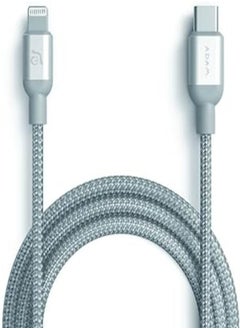Adam Elements PeAk II USB-C to Lightning Charging-/ Data Cable Compatible with All iOS Devices with Lightning Port - Silver (Made for iPod, iPad, iPhone Certification/ 1.2m/ Nylon & Aluminium)