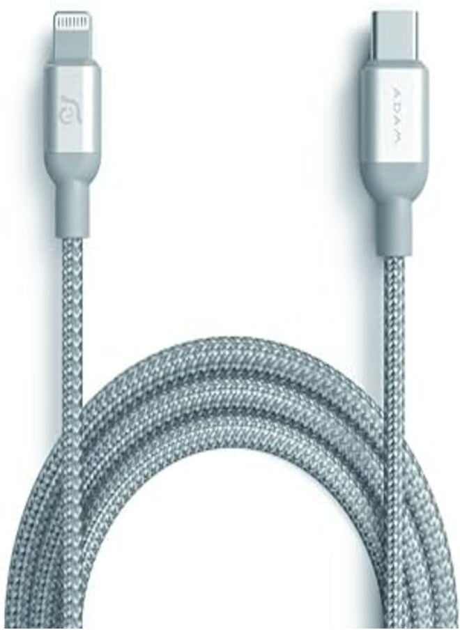Generic - Adam Elements PeAk II USB-C to Lightning Charging-/ Data Cable Compatible with All iOS Devices with Lightning Port - Silver (Made for iPod, iPad, iPhone Certification/ 1.2m/ Nylon & Aluminium) - Image 1