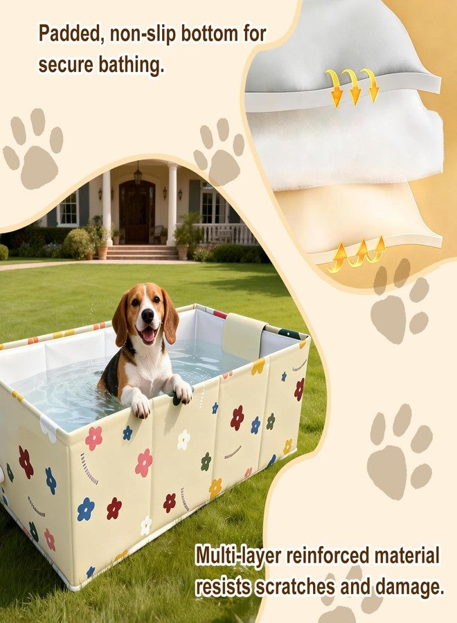 COBOPANDA Foldable Dog Bathtub for Small to Medium Dogs & Cats, Collapsible Pet Bath Tub for Shower/Kitchen Sink, Thickened Insulated Base, Portable & Space-Saving Puppy Wash Basin, 27.5" x 15.7" x 9", Yellow - Image 5