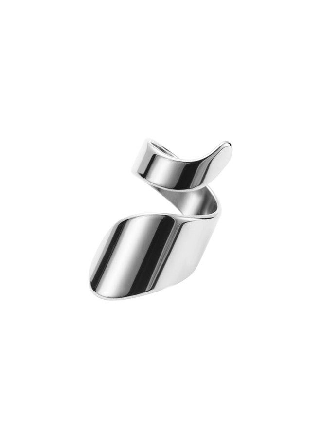 Dtja Twisted Stacking Statement Ring for Women Gold Plated Stainless Steel Fashion Spiral Open Wrap Band Finger Rings Comfort Fit Unique Birthday Holiday Jewelry Gift Size 7-8 (Silver) - Image 1