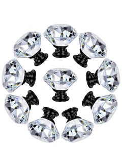 KASTWAVE 10 Pack Dresser Drawer Cabinet Knobs 30 mm Diamond Shaped Crystal Glass Knobs Pulls for Kitchen Wardrobe Cupboard  - Image 1