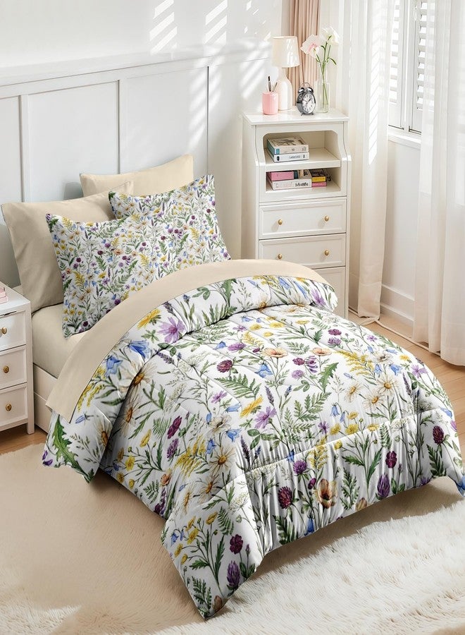 Nesker Comforter Set Queen Size, Colorful Wildflower Plants 7 Pcs Bedding for Kids and Adults, Daisy Floral Bed Sheet Sets with Fitted Sheet 2 Pillowcases & 2 Shams - Image 2