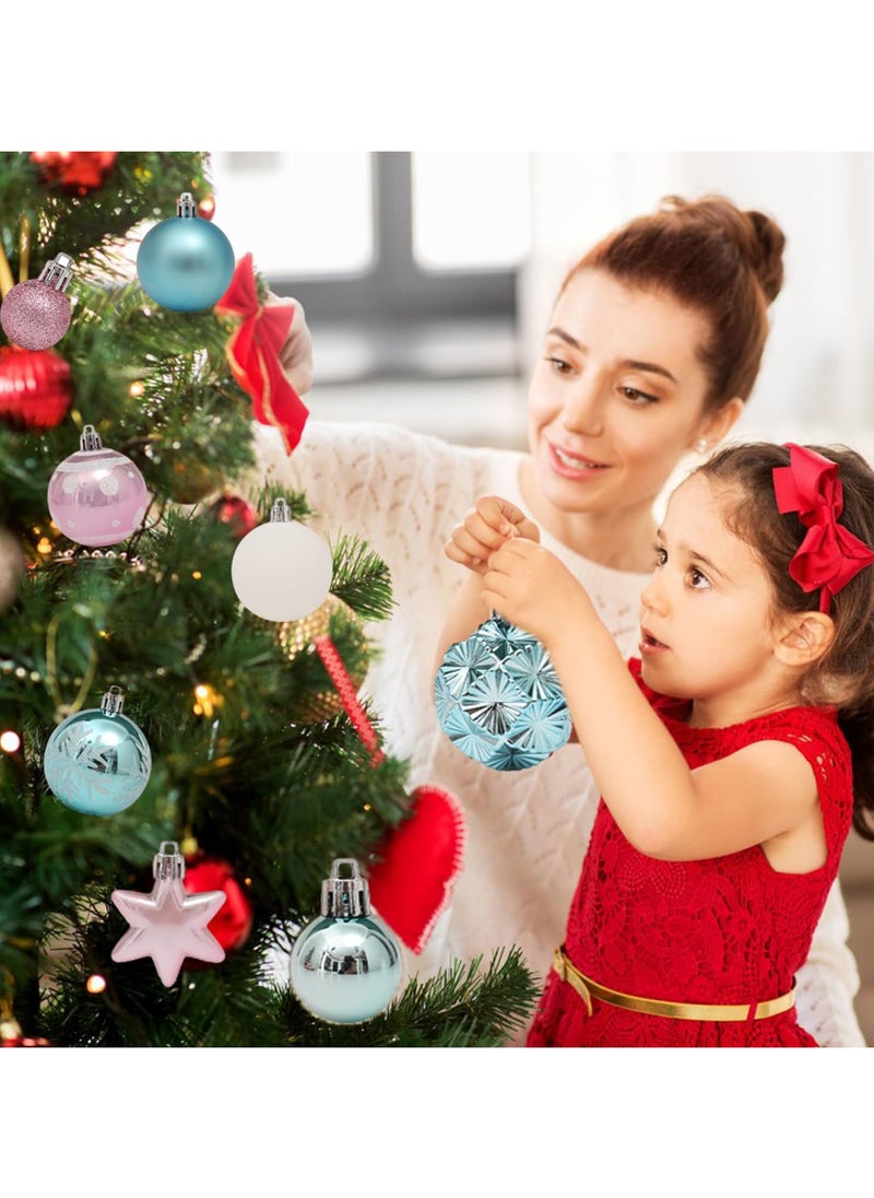 AUTOYSUR 42 Pcs Christmas Tree Balls Ornaments, Christmas Decorative Hanging Baubles for Home Party Holiday Wedding Tree Decorations (Blue/Pink/White)  - Image 3
