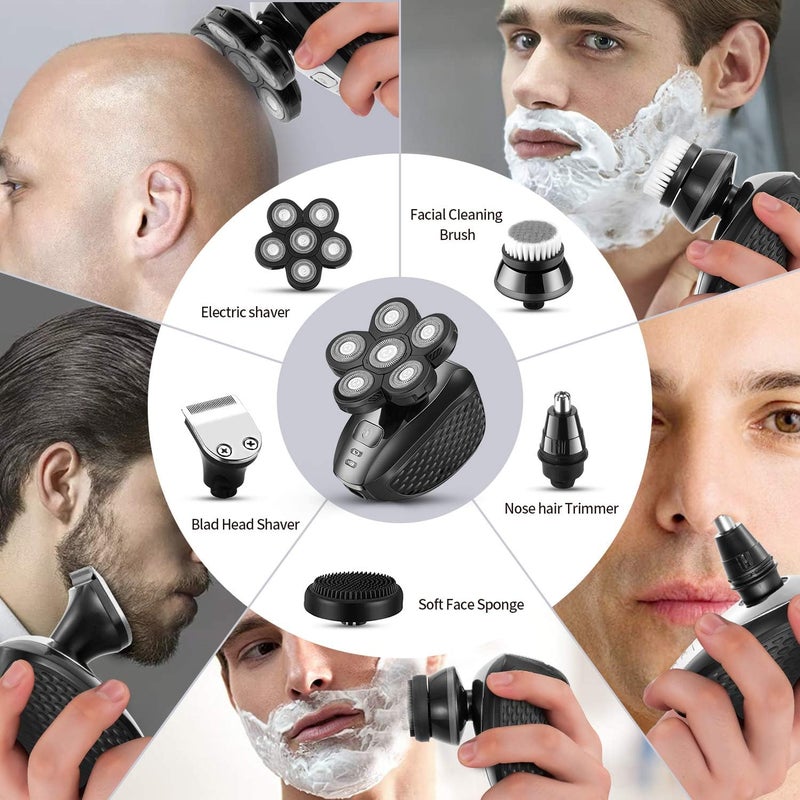 vsmooth Head Shavers for Men - Upgraded Multifunctional Bald Head Shaver, Waterproof Electric Razor for Men Cordless Rechargeable Shaving Grooming Kit (Gray) - Image 3