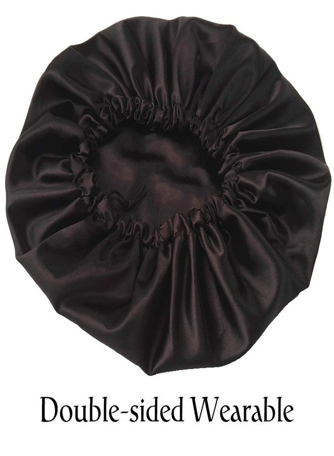 DEHMAN Extra Large Bonnet Cap for Women, Silk Satin Bonnet Cap for Sleeping, Double Layer, Adjustable Night Hat for Natural Hair Long Braids (Pink) - Image 3