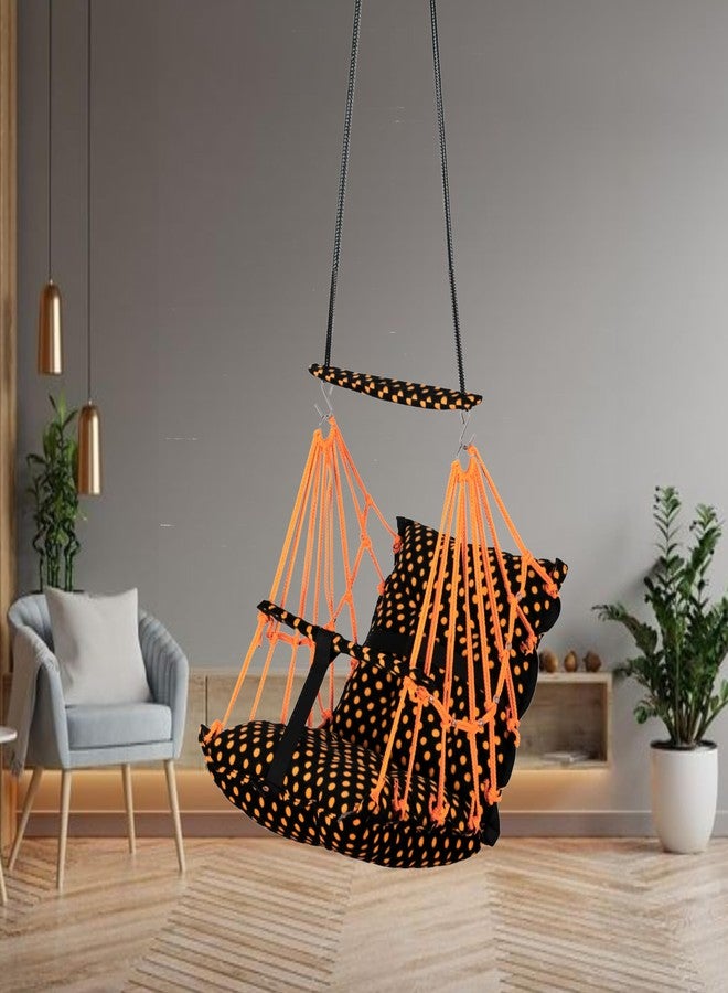 Sprointal® Swing for Kids, Baby Swing Chair Cotton Children Folding and Washable 1-5 Years Swing with Safety Belt,Home and Garden Jhula for Babies |Swing for Kids|Hanging Cradle (Orange Dot) - Image 1