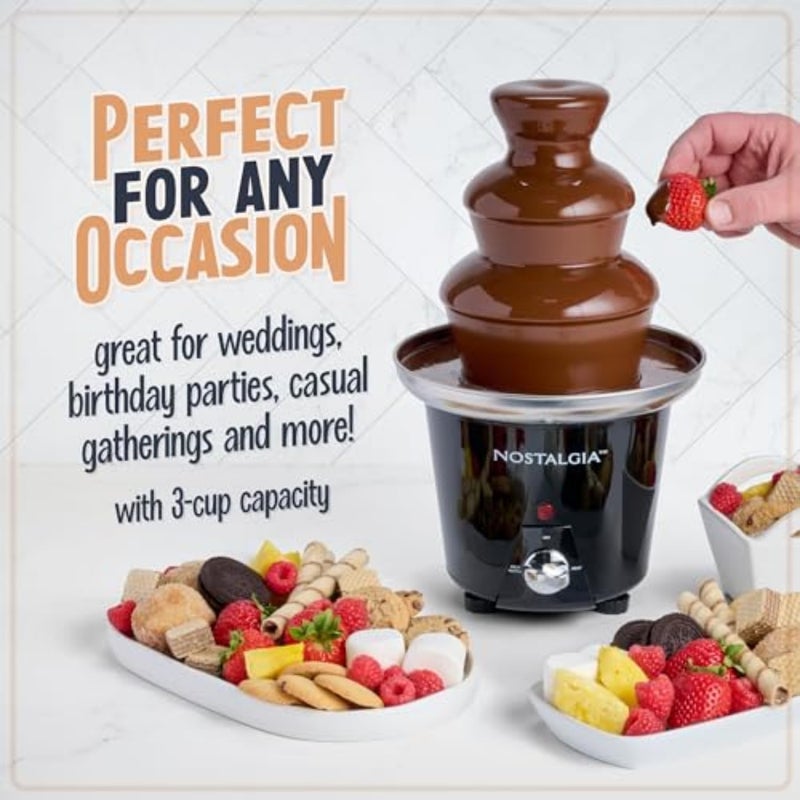 Nostalgia Electric Chocolate Fondue Fountain - 24-Ounce 3-Tier Set for Melting Chocolate, Cheese, and Liqueurs - Black - Image 4