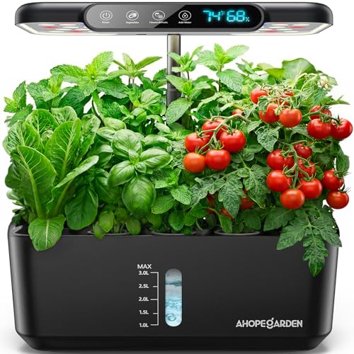 Ahopegarden Hydroponics Growing System Herb Garden: 10 Pods Indoor Garden Kit with LED Grow Light and Smart Temp & Humidity Display - Plant Germination Kit for Home Kitchen - Image 1