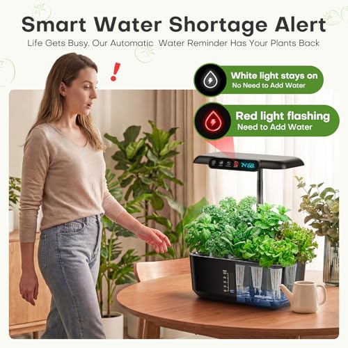 Ahopegarden Hydroponics Growing System Herb Garden: 10 Pods Indoor Garden Kit with LED Grow Light and Smart Temp & Humidity Display - Plant Germination Kit for Home Kitchen - Image 4