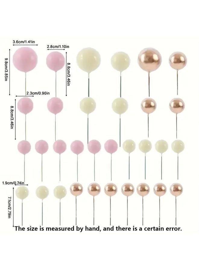 21pcs Pink Golden Beige Cake Decoration Balloons Cupcake Toppers For Party Supplies - Image 4