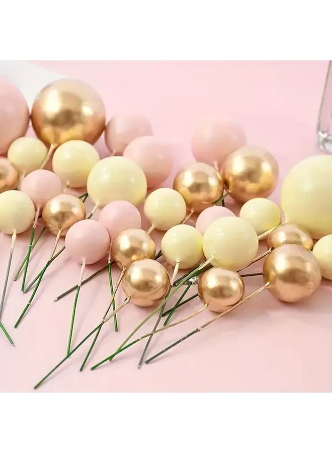 21pcs Pink Golden Beige Cake Decoration Balloons Cupcake Toppers For Party Supplies - Image 5