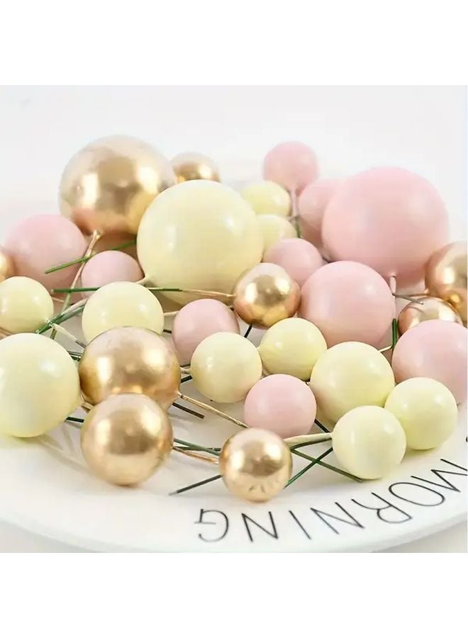 21pcs Pink Golden Beige Cake Decoration Balloons Cupcake Toppers For Party Supplies - Image 3