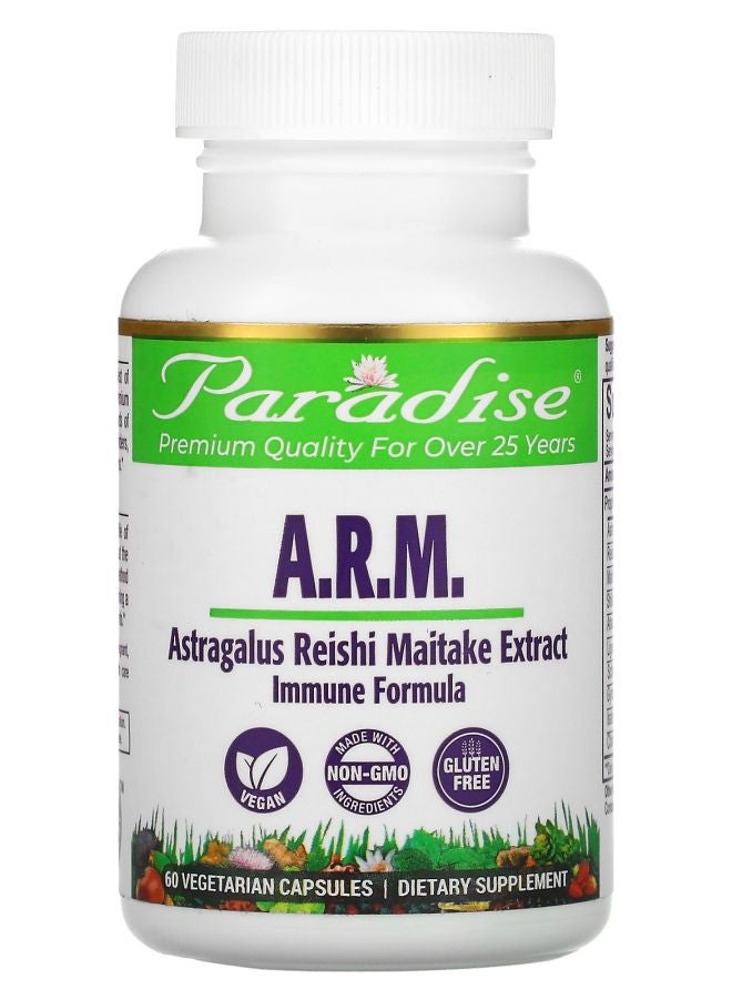 Paradise Herbs A.R.M. Astragalus Reishi Maitake Extract 60 Vegetarian Capsules