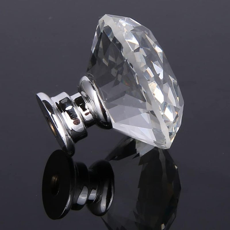 Akstore 6 Pcs Crystal Glass Cabinet Knobs 30mm Diamond Shape Drawer Kitchen Cabinets Dresser Cupboard Wardrobe Pulls Handles (40mm,6pcs, Clear) - Image 4