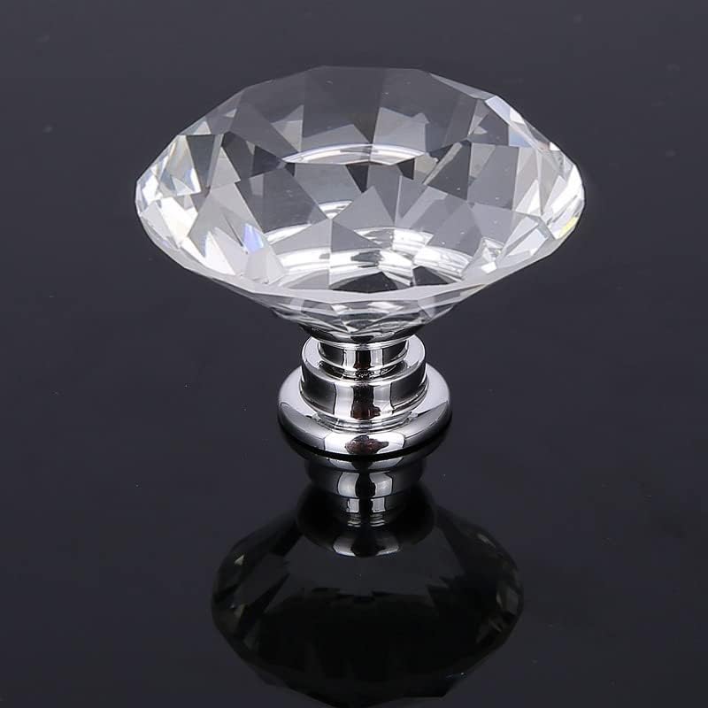 Akstore 6 Pcs Crystal Glass Cabinet Knobs 30mm Diamond Shape Drawer Kitchen Cabinets Dresser Cupboard Wardrobe Pulls Handles (40mm,6pcs, Clear) - Image 5