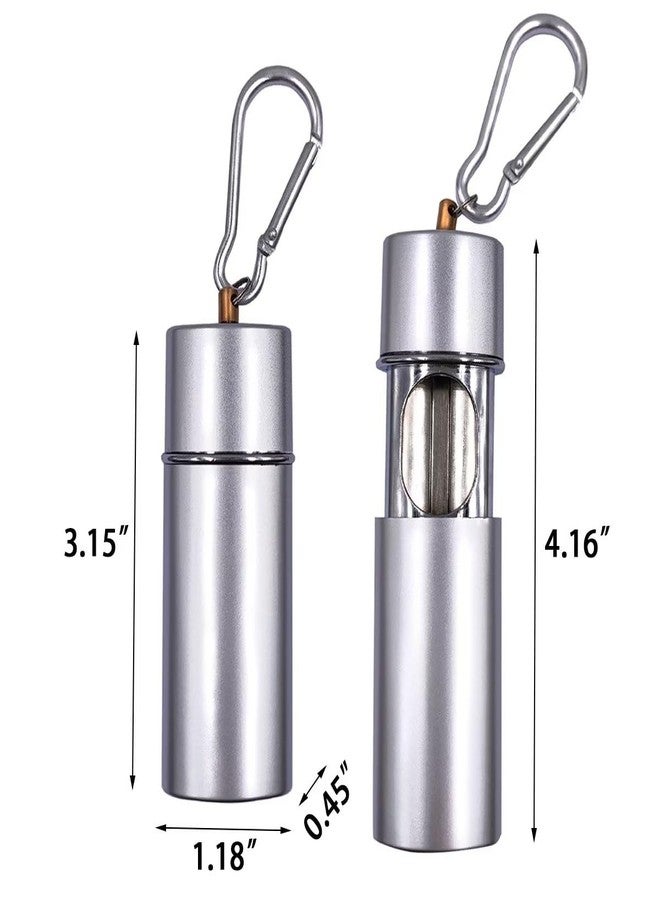 Hourwof Portable Ashtray with Lid,Metal Outdoor Pocket Ashtrays with Keychain for Cigarettes,Travel Ash Trays,Silver - Image 5
