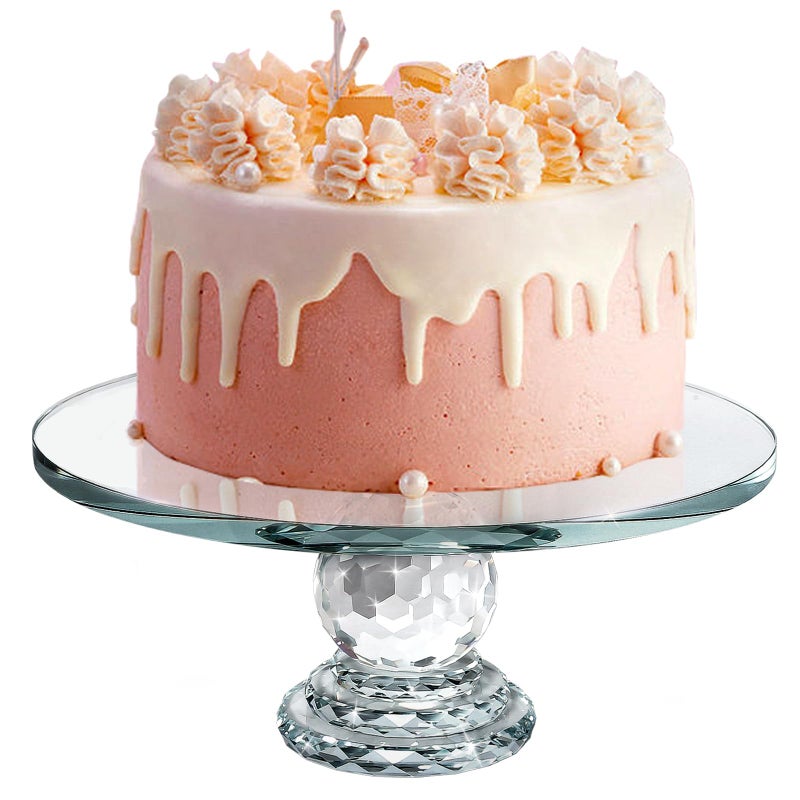 Uten Crystal Glass Cake Stand 11 Cake Display Stand Crystal Glass Fruit Plate Clear Crystal Cake Stand Display Desserts Holder for Wedding Cakes Serving Platters