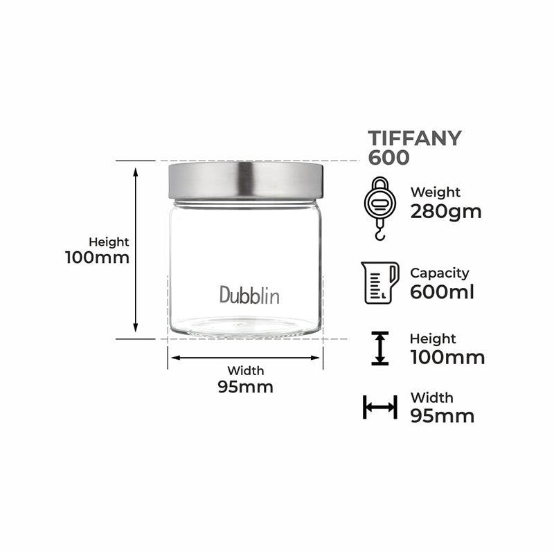 DUBBLIN Borosilicate Glass Jar with rust free airtight steel Lid kitchen storage jar container microwave safe 600ml 1 Pc Transparent - Image 3