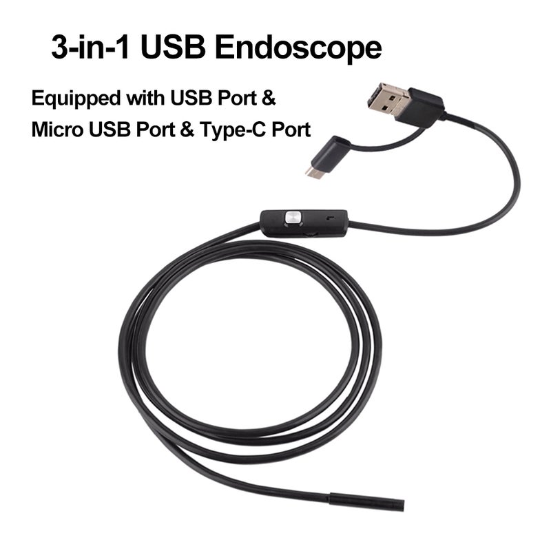 منظار صناعي 3 في 1 كاميرا فحص منظار متدمج بها 6 مصابيح LED مقاوم للماء بمعدل IP67 من نوع USB Type-C محاولة للاستبدال للهواتف الذكية الأندرويد/الأجهزة الحاسوبية - Image 4