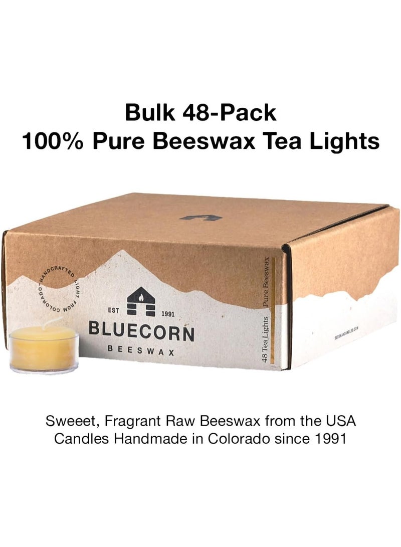Bluecorn Beeswax Bluecorn 100% Pure Beeswax Tealight Candles | Natural Beeswax, Yellow Tea Light | Long Burn (4-5 Hours) | Soy, Paraffin, & Fragrance Free, Bulk 48-Pack  - Image 2