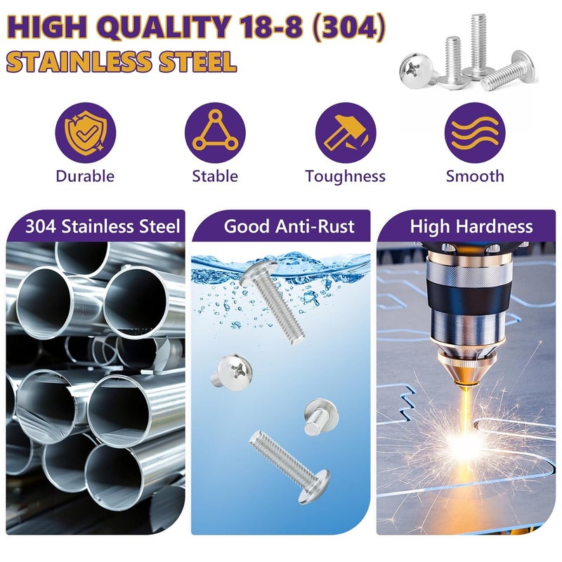 ZerDans 8-32 x 3/8" Machine Screws, 35 PCS Phillips Pan Head Electrical Outlet Machine Screws 304 Stainless Steel, Wall Plate Receptacles Mounting for Switch Plate, Cabinet Door and Drawer - Image 3