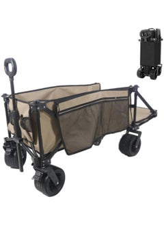 GGEROU Outdoor Camp Cart Foldable Portable Garden Trolley Camp Baby Children Wagon Grocery Shopping Picnic Trailer Collapsible Storage Khaki  - Image 1