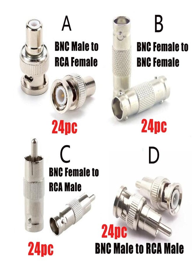 مجموعة محولات BNC مكونة من 48 قطعة، من ذكر إلى أنثى RCA، ومن أنثى إلى ذكر RCA، ومن أنثى إلى أنثى BNC، ومن ذكر إلى ذكر RCA، لتحويل موصلات الكابلات المحورية لكاميرات المراقبة الأمنية وأجهزة الراديو وكابلات التمديد. - Image 2